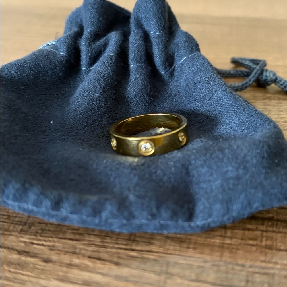 Gold Ring with Clear Stones
